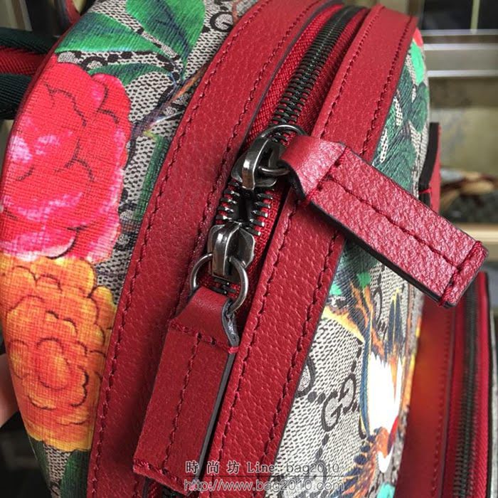GUCCI 古馳女包 新款 427042 pvc刺繡 古奇奢侈品女包 花鳥印花圖案 雙肩包 女款背包